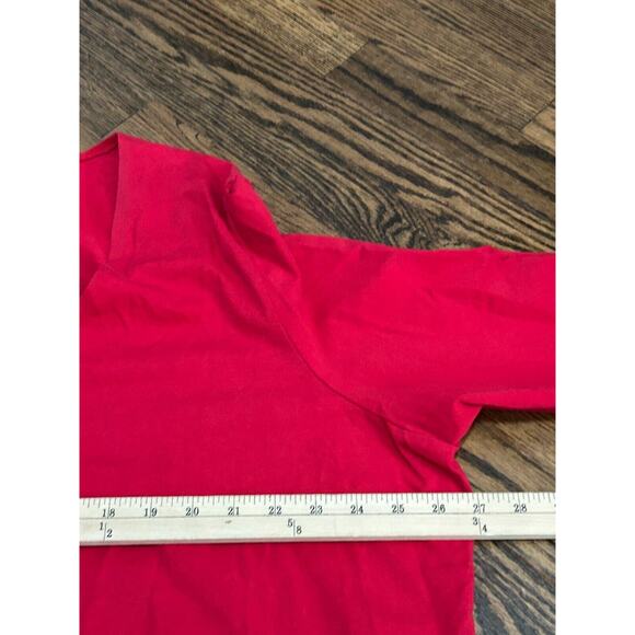 Ulla Popken Women's Red Stretch Split V-Neck Embroidered Blouse Top Size 24/26 - Picture 6 of 8